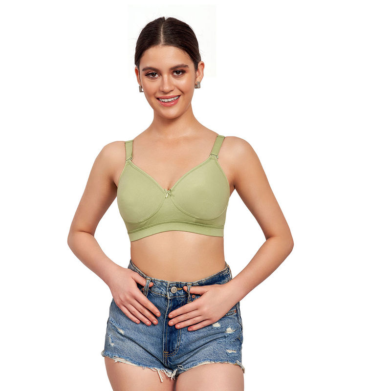 Bralux Full Coverage Non-Padded Non-Wired Seamless Bra Replaceable Back Strap, Pastel green (38D)