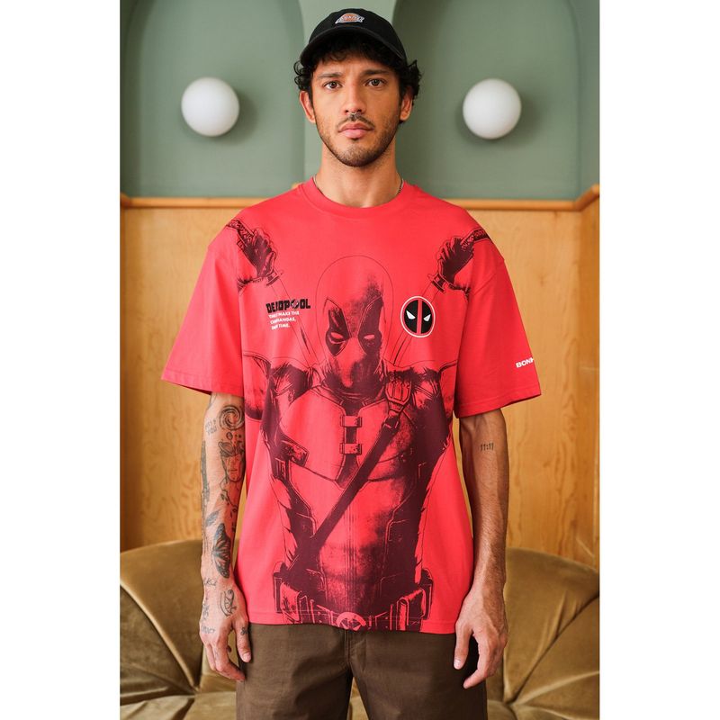 Bonkers Corner Men Red Cotton Graphic Regular Fit T-Shirt (M)