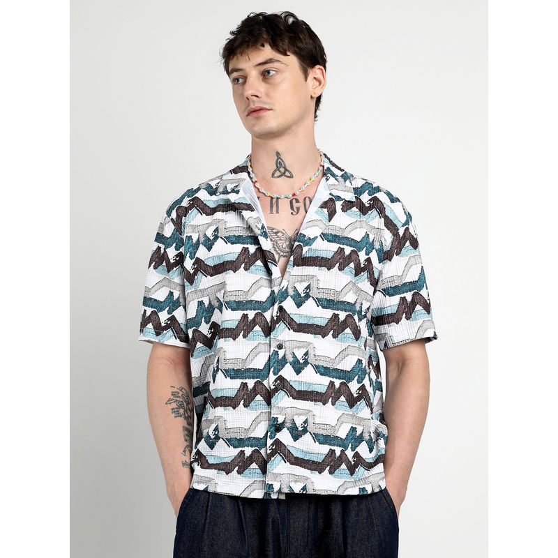 Campus Sutra Men Multicolour Oversized Line Strokes Shirt (M)