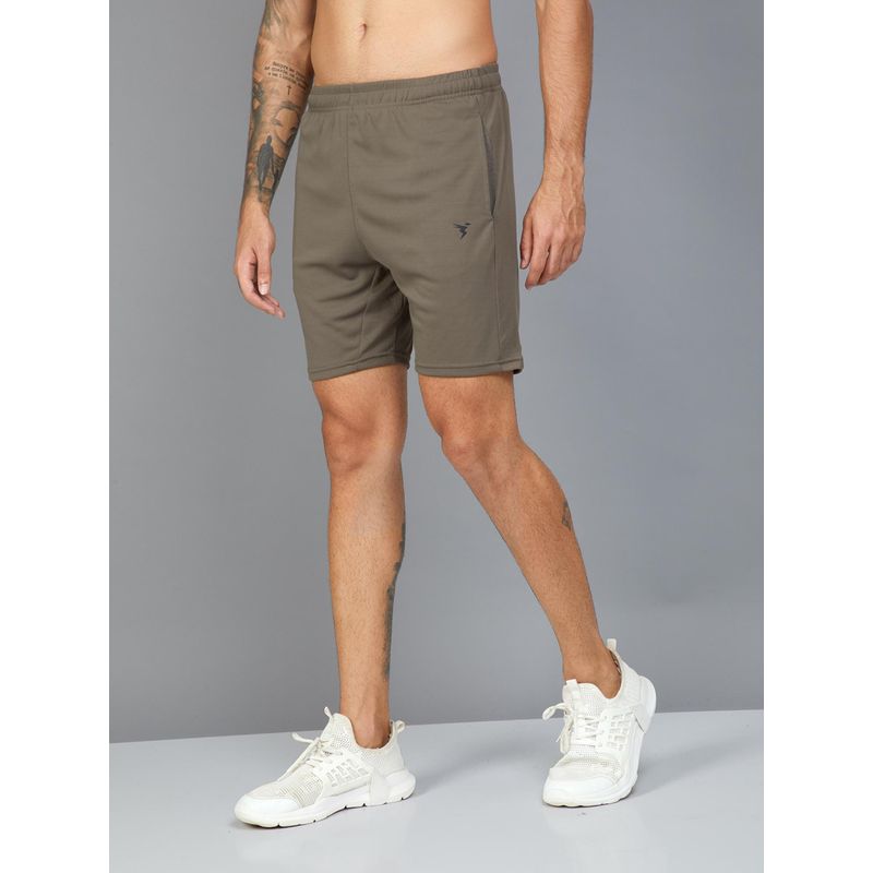 Technosport Mens Brown TECHNO DRY Solid Slim Fit Sports Shorts (M)