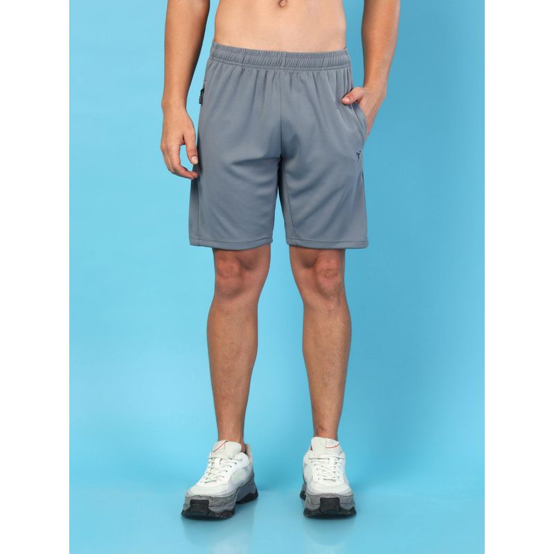 Technosport Mens Grey TECHNO DRY Solid Slim Fit Sports Shorts (M)