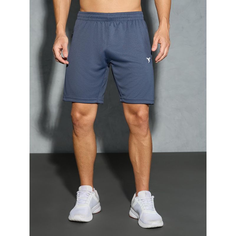 Technosport Mens Blue TECHNO DRY Solid Slim Fit Sports Shorts (M)