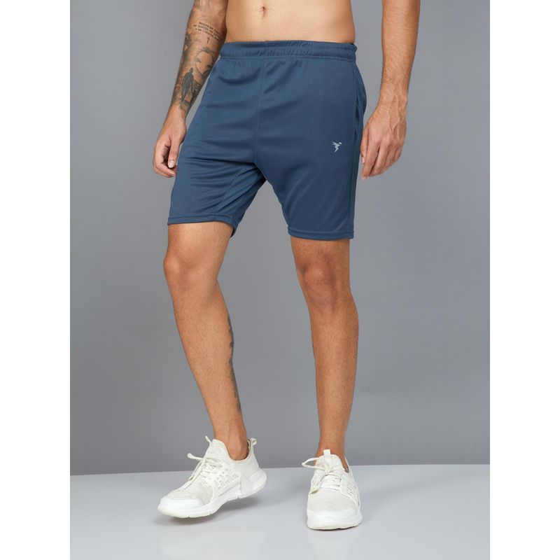 Technosport Mens Navy Blue TECHNO DRY Solid Slim Fit Sports Shorts (M)