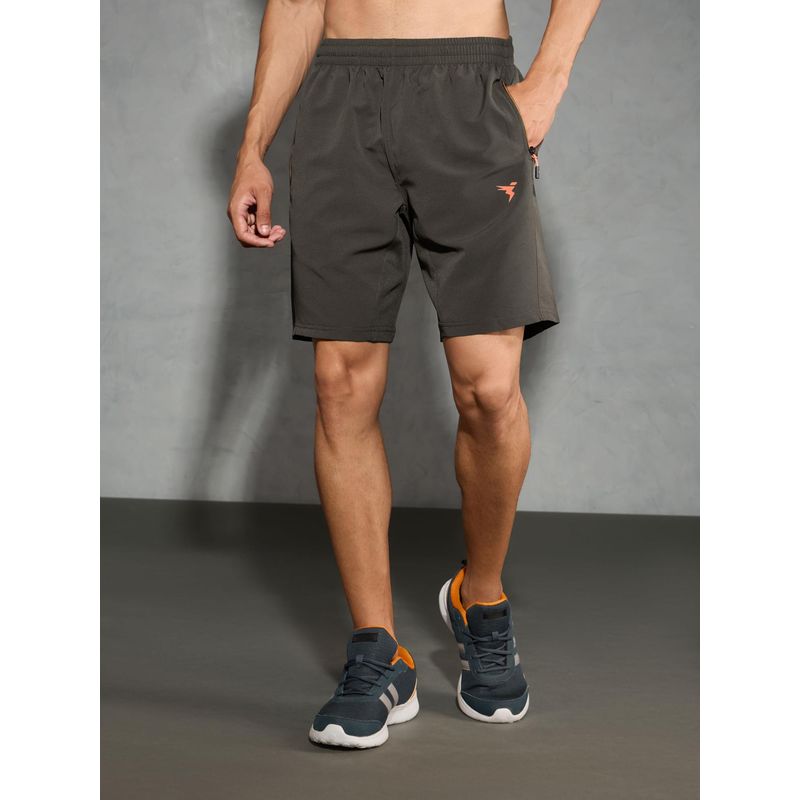 Technosport Mens Grey TECHNOLITE Solid Slim Fit Sports Shorts (XL)