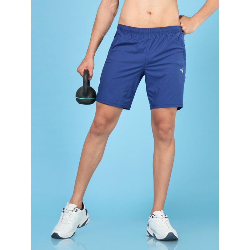 Technosport Mens Blue TECHNOLITE Solid Relax Fit Sports Shorts (L)