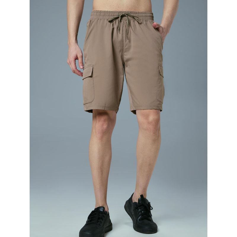 Technosport Mens Brown TS FLEXI Solid Slim Fit Sports Shorts (XL)