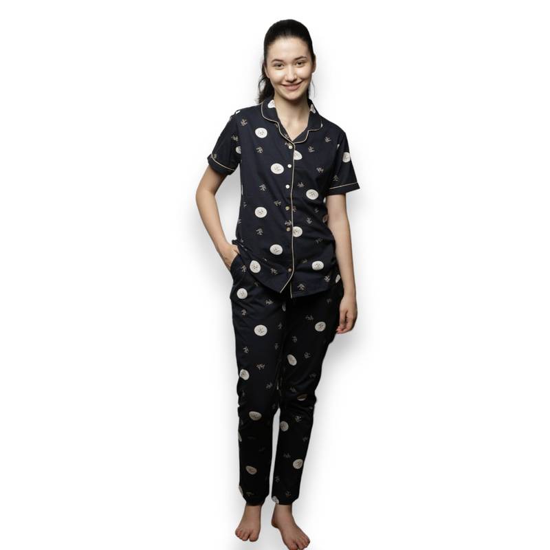 VIEVIANA Women Printed Blue Top & Pyjama (Set of 2) (L)