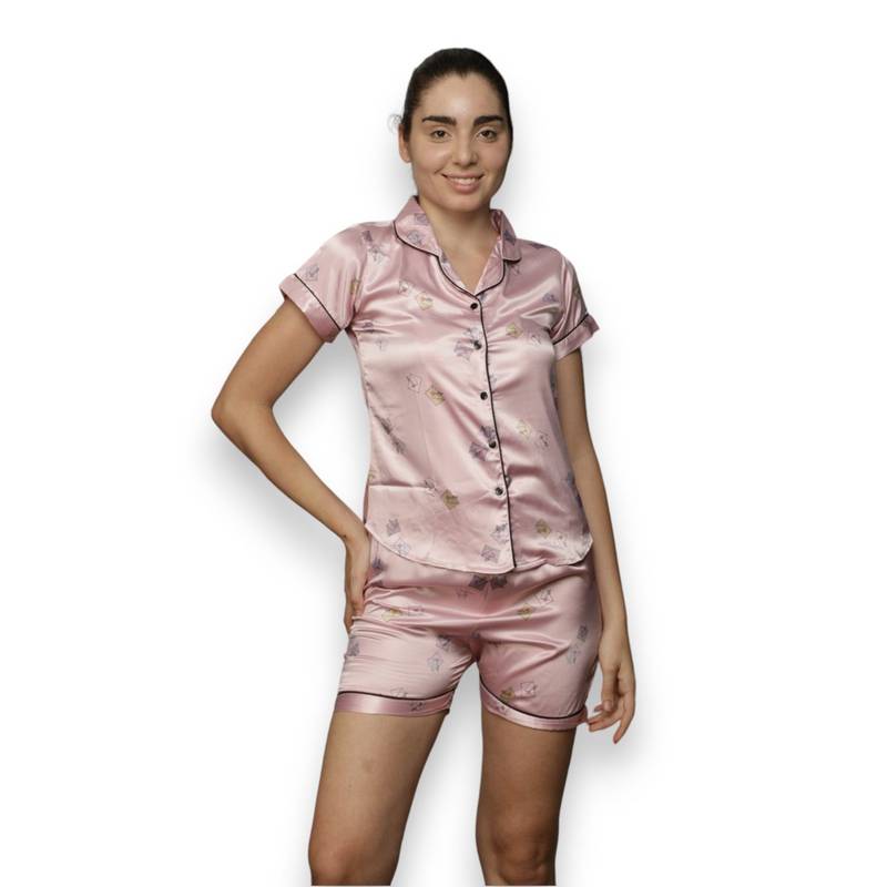 VIEVIANA Women Printed Pink Top & Shorts (Set of 2) (2XL)