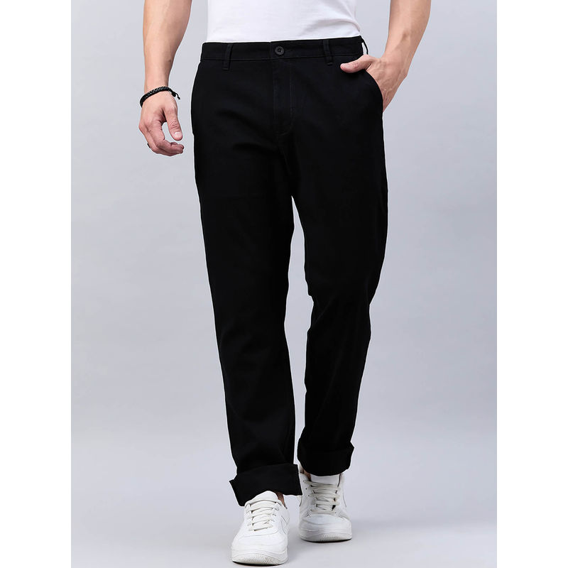 Style Quotient Men Black Stretchable Chinos (30)