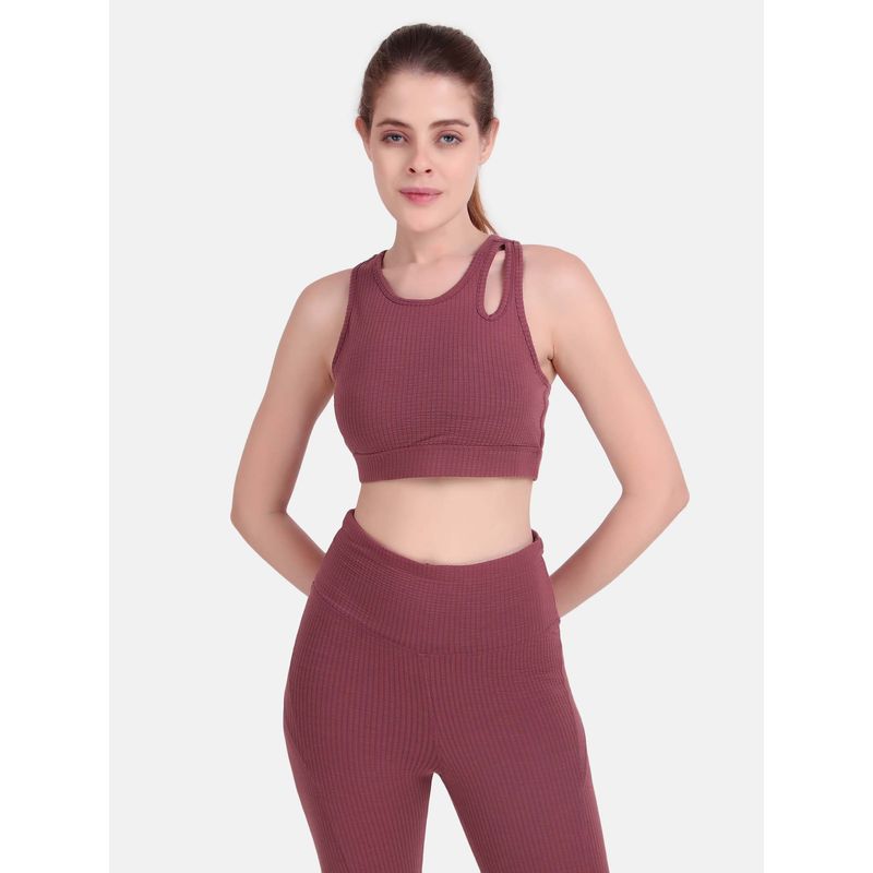 Wear Jukebox Women Purple Textured Sports Bra (S)