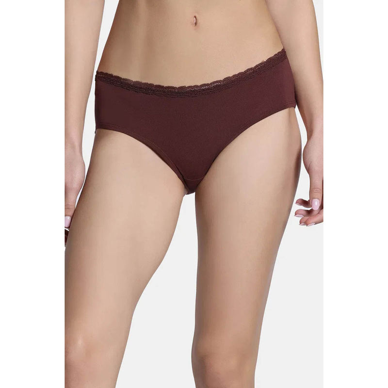 Zivame Low Rise Full Coverage Hipster Panty - Rum Raisin (XL)