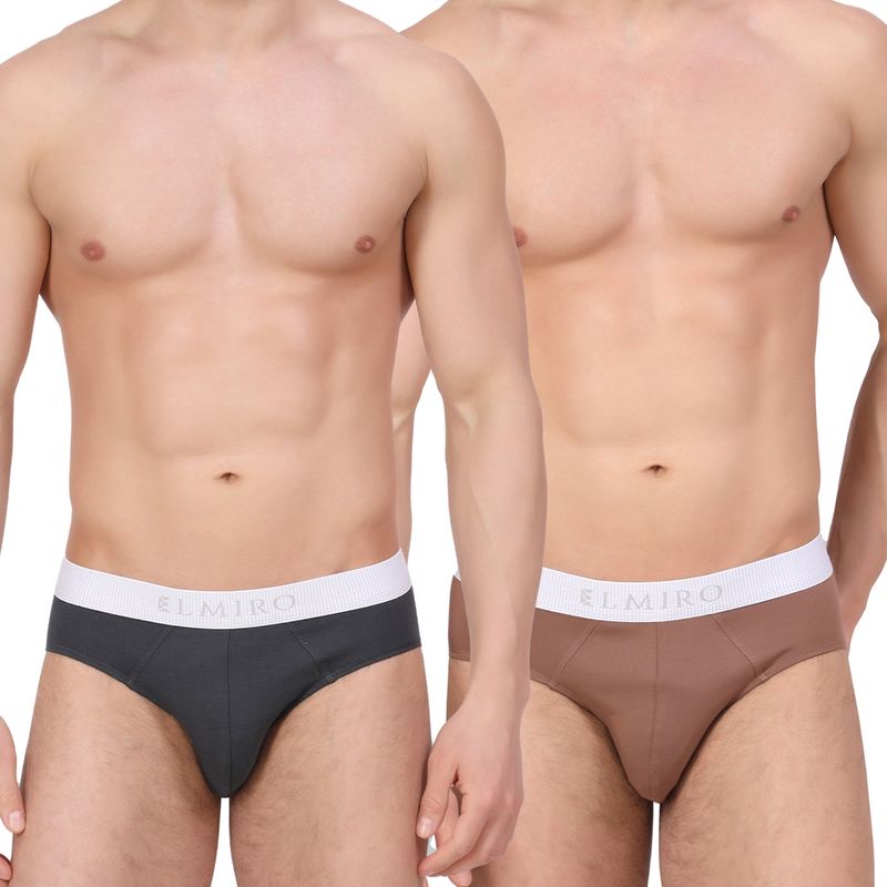 Elmiro Mens Intimo Tech Antimicrobial Micro Modal Dynamic Brief (Pack of 2) (L)
