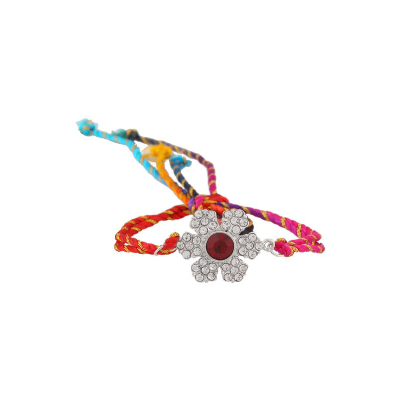 Buy Estele Rhodium Plated Holy Floral Designer Rakhi with Austrian ...