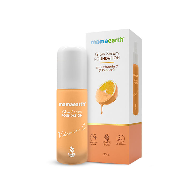 Mamaearth Glow Serum Foundation with Vitamin C & Turmeric for 12-Hour Long Stay- 06 Almond Glow