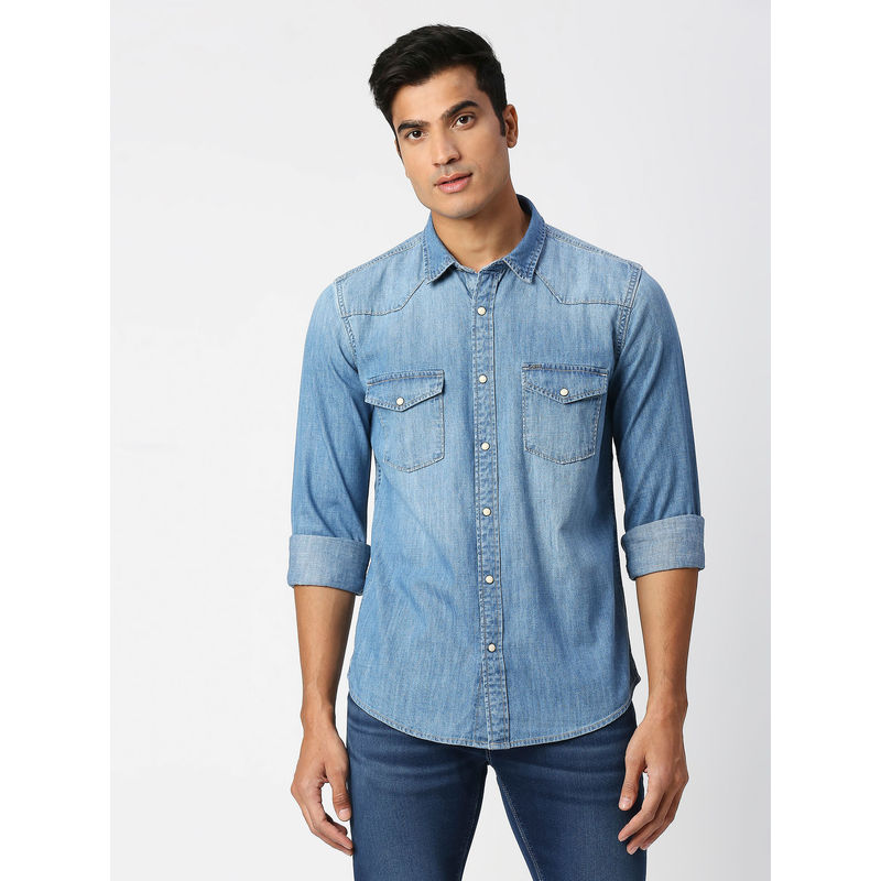 Pepe Jeans Hank Full Sleeves Denim Casual Shirt (M)