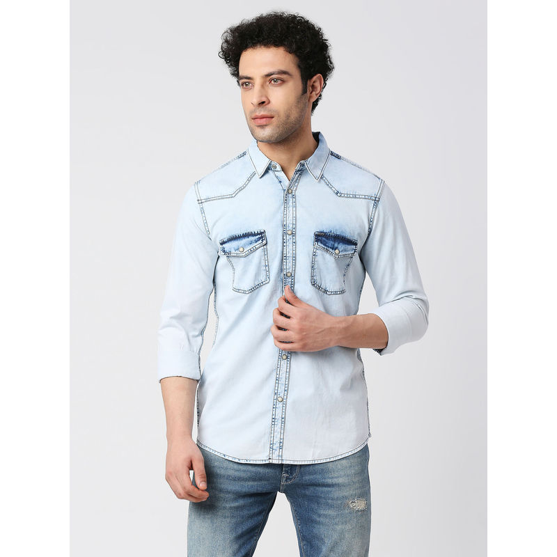 Pepe Jeans Icy Full Sleeves Denim Casual Shirt (S)