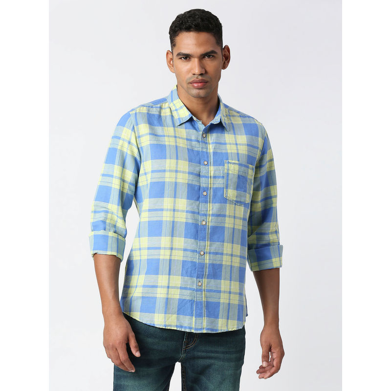 Pepe Jeans Lucca Full Sleeves Cotton Linen Checks Casual Shirt (2XL)