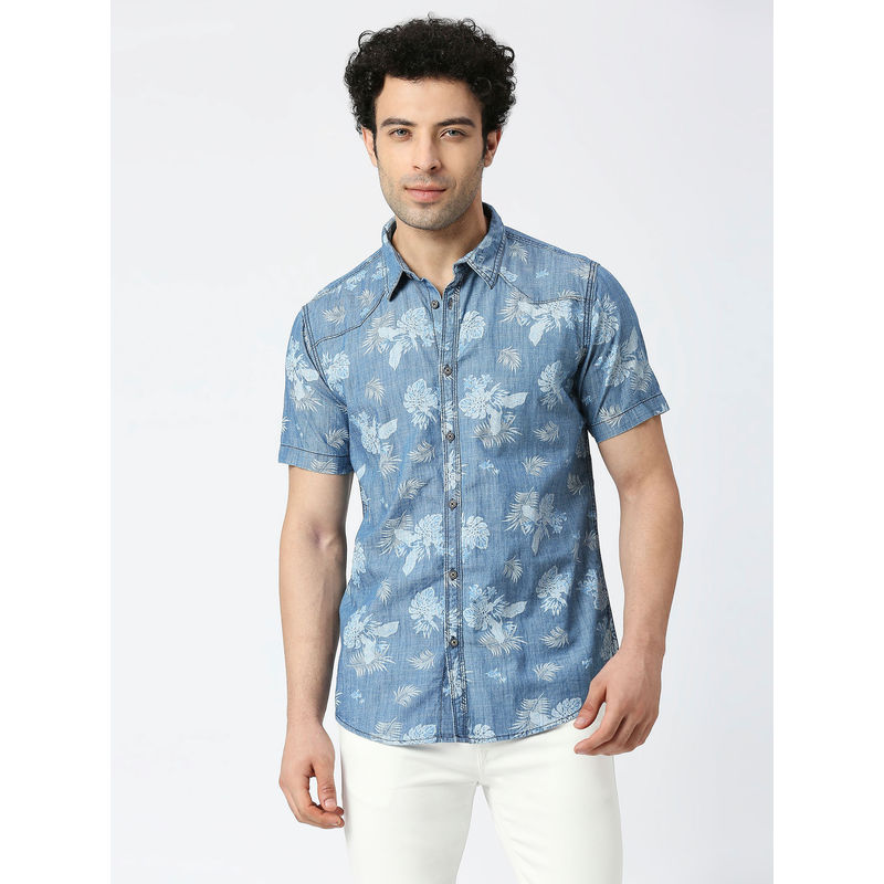 Pepe Jeans Simp Half Sleeves Tropical Print Half Sleeves Casual Shirt (S)