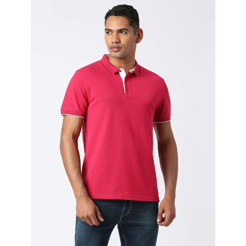 Pepe Jeans Anton Solid Pink Stretch Polo T-Shirt (M)
