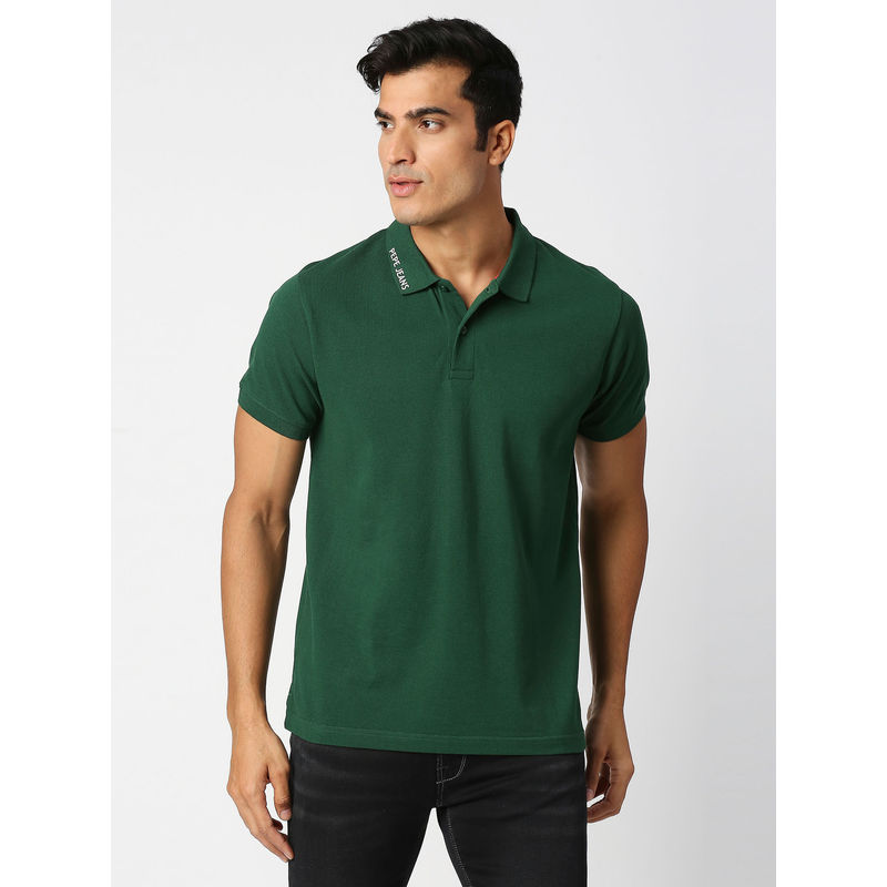 Pepe Jeans Nexa Green Solid Polo T-Shirt (S)