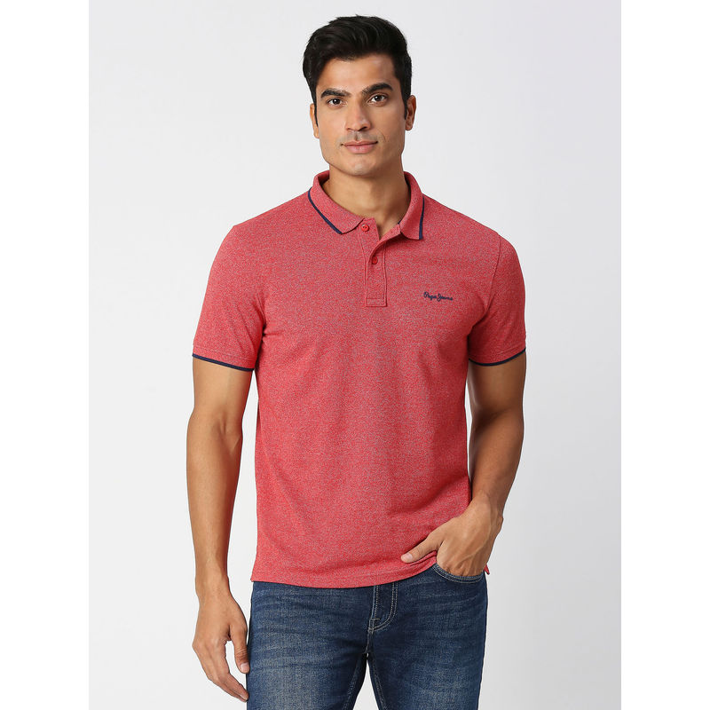 Pepe Jeans Quantra Red Grindle Polo T-Shirt (M)