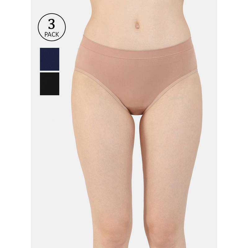 Zivame Medium Rise No Visible Panty Line Hipster - Multi-Color (Pack of 3) (M)