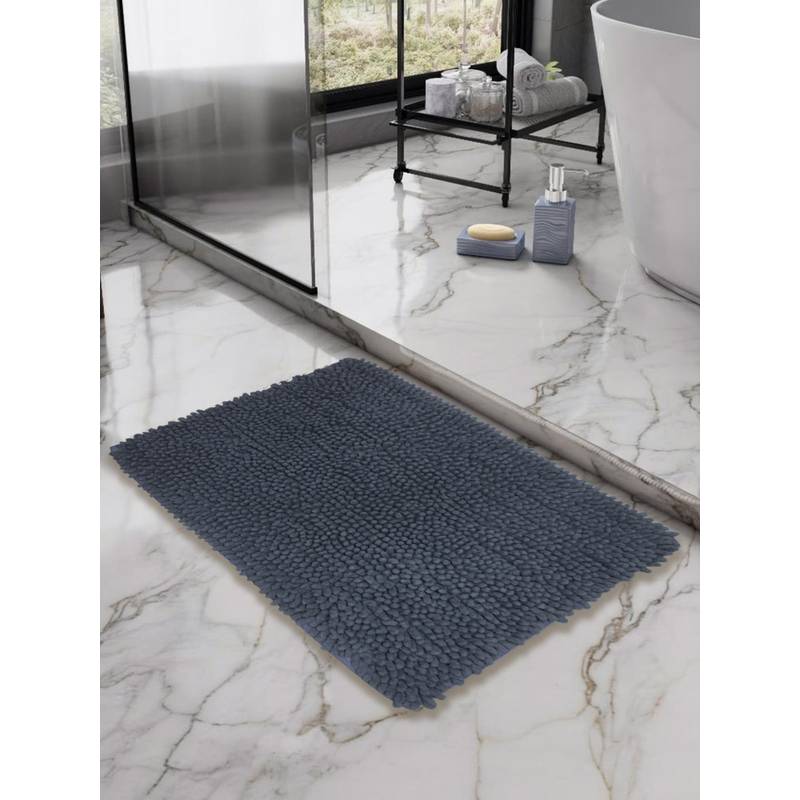 BIANCA Grey Thick Shaggy Anti Slip Bath Mat (M)