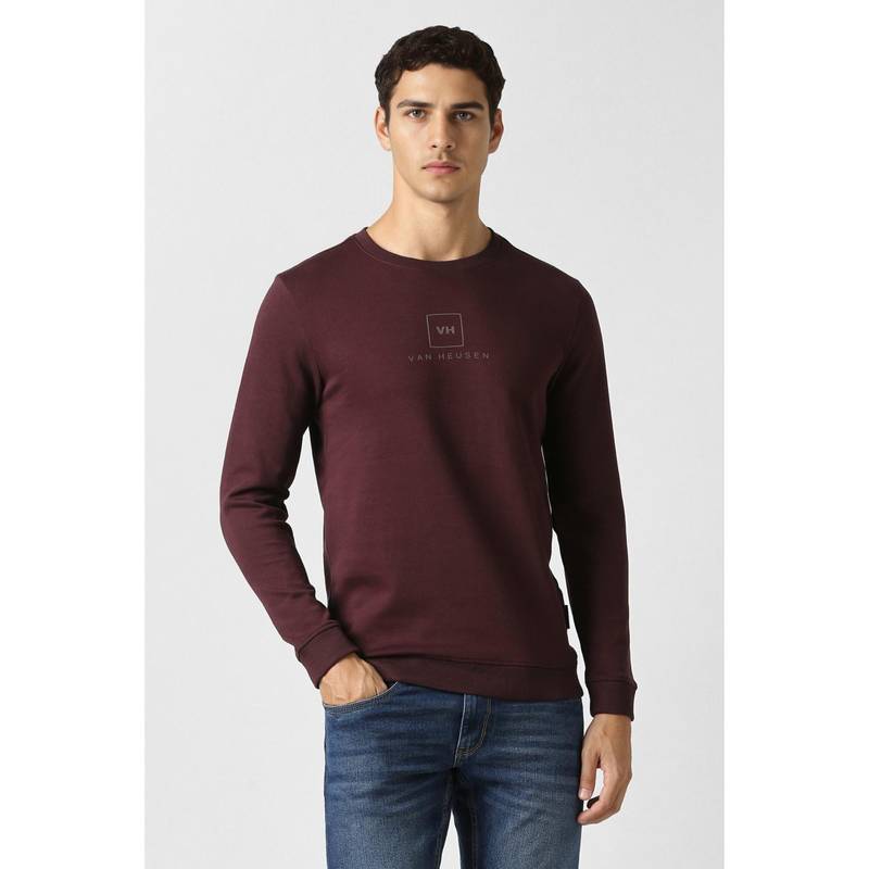 Van Heusen Mens Maroon Graphic Print Sweatshirt (S)