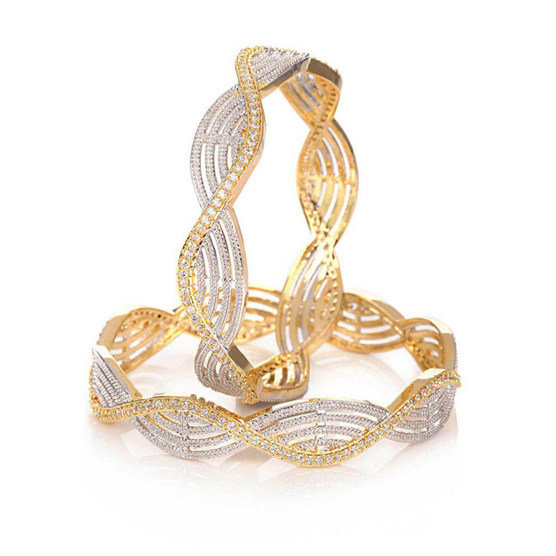 Youbella Jewellery American Diamond Gold Plated Bangles - 2.8