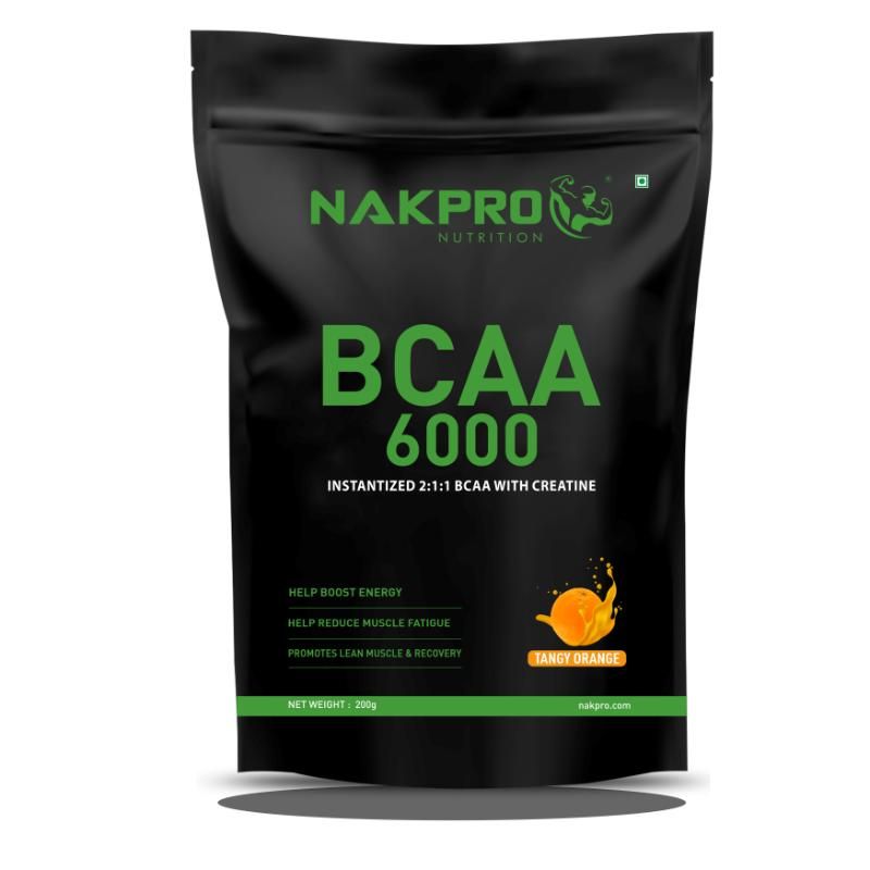 NAKPRO BCAA 6000 Amino Acid Supplement Powder - Tangy Orange