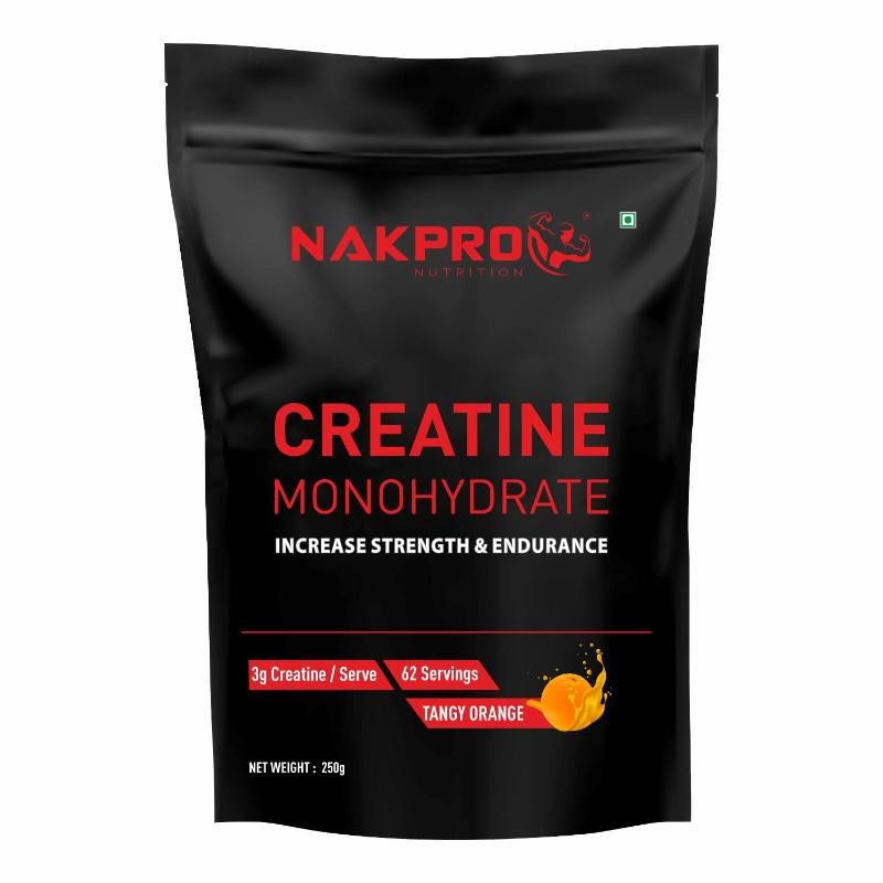 NAKPRO Creatine Monohydrate for Increase Strength & Endurance - Tangy Orange