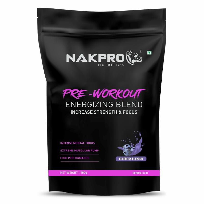 NAKPRO Pre Workout Supplement Powder - Blueberry