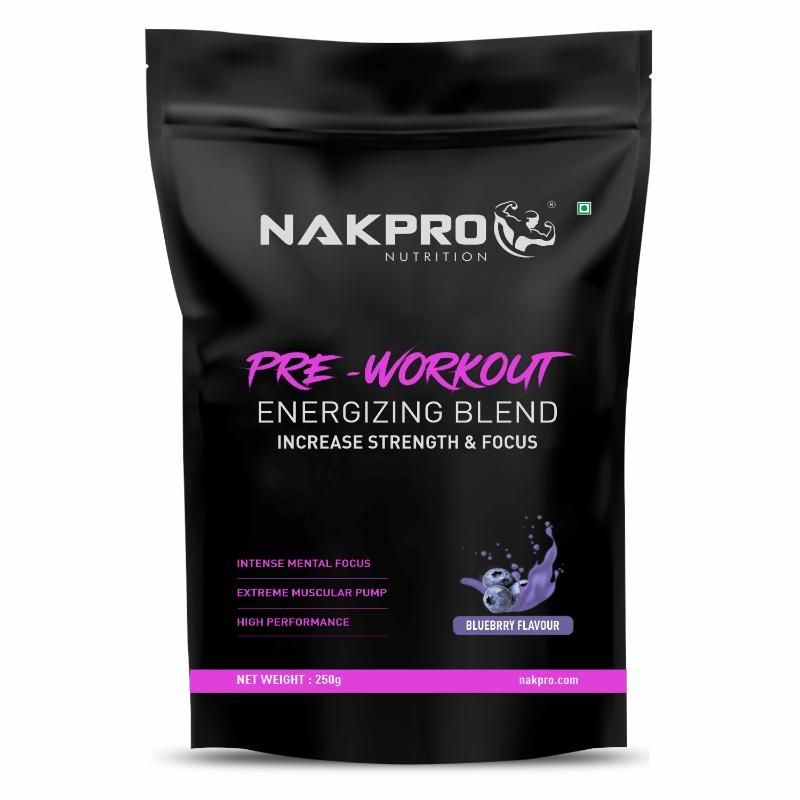NAKPRO Pre Workout Supplement Powder - Blueberry