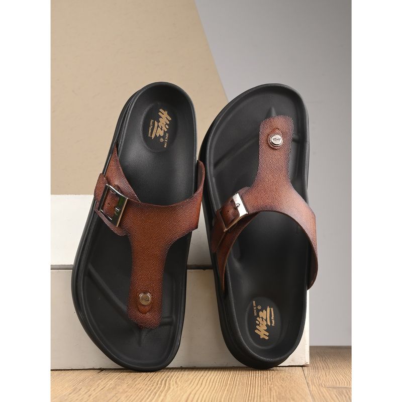 Hitz Men's Tan Leather Daily Wear Sandals (EURO 40)