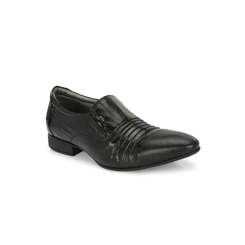 Hitz Men's Black Leather Formal Slip On Shoes (EURO 44)