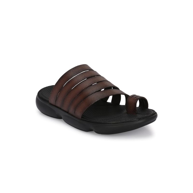 Hitz Men's Brown Leather Daily Wear Sandals (EURO 40)