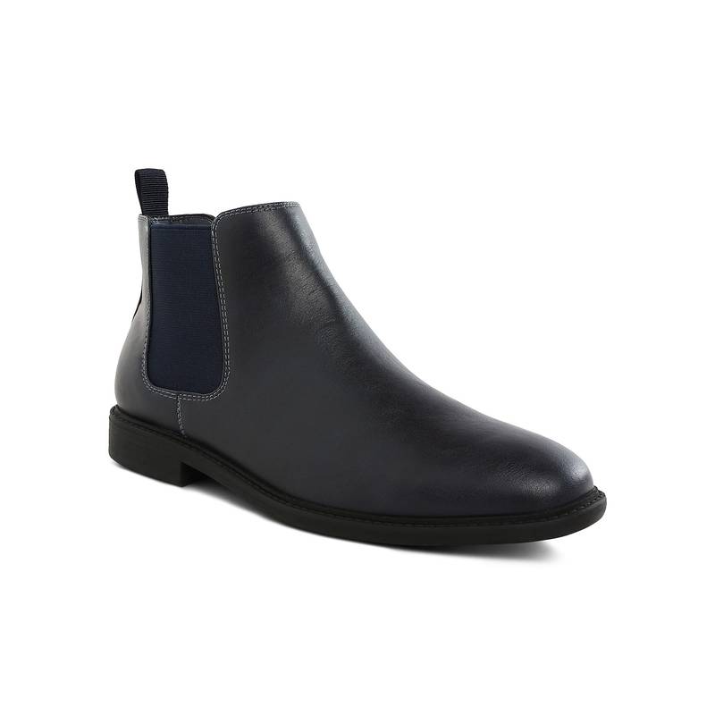 London Rag Mens Faux Leather Chelsea Boots Black (EURO 42)