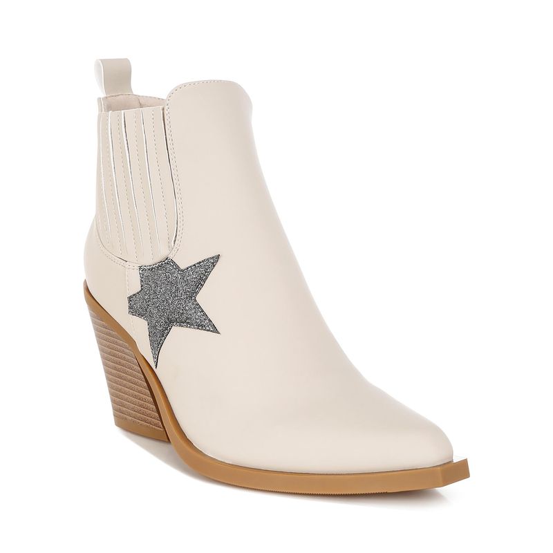 London Rag Womens Glitter Star Detail Casual Boots Beige (EURO 36)