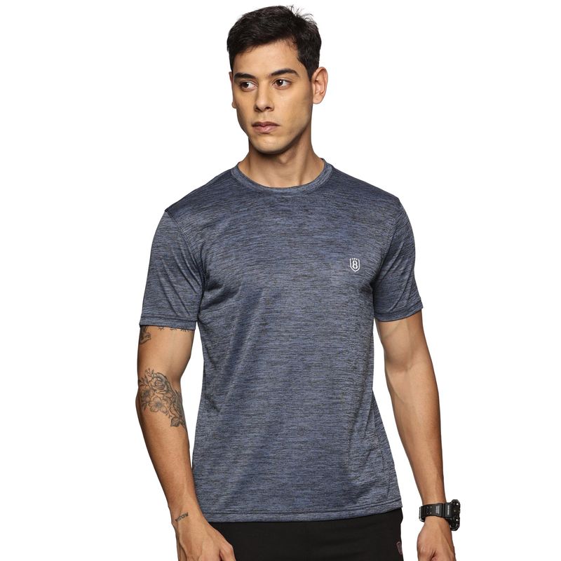 DOMIN8 Men Regular Fit Round Neck Half Sleeve T-Shirt with Logo At Chest (S)