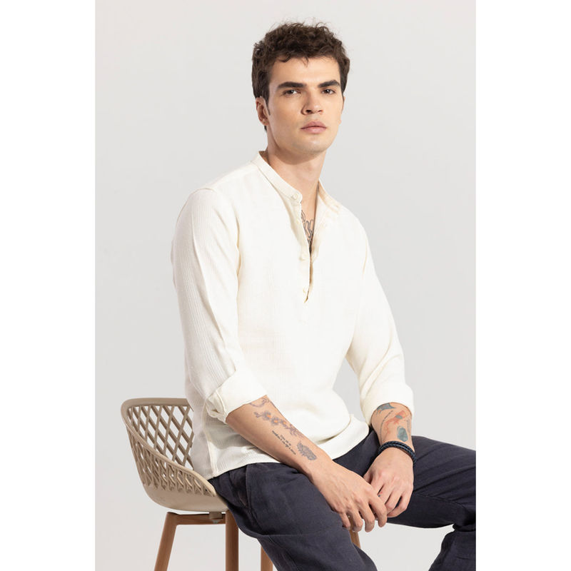 Snitch Mandarin Line Cream Shirt (L)