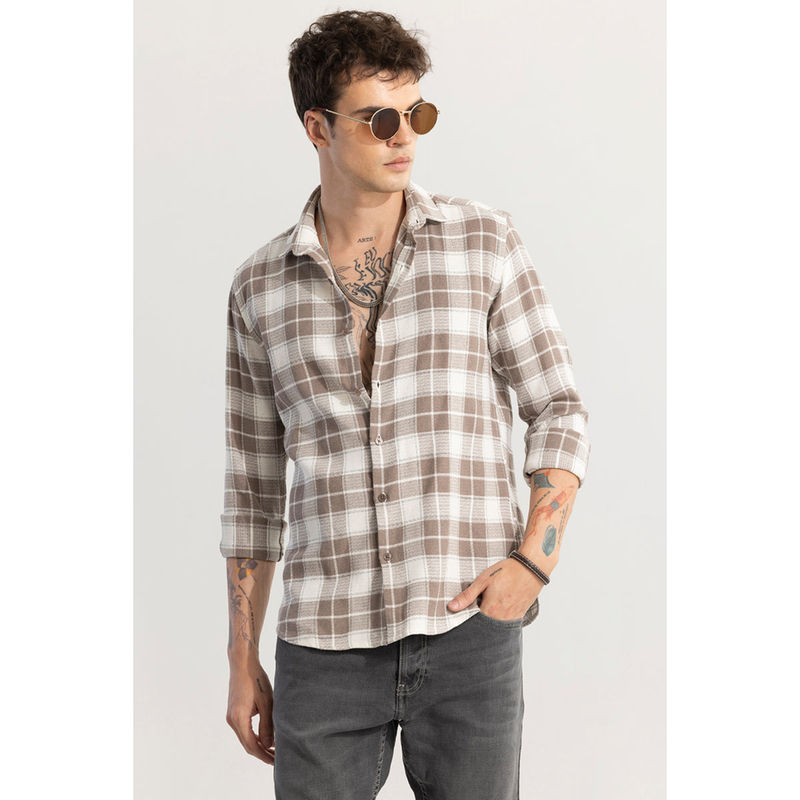 Snitch Vintage Checks Brown Shirt (2XL)