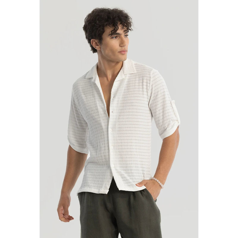 Snitch White Textured Cuban Shirt (L)