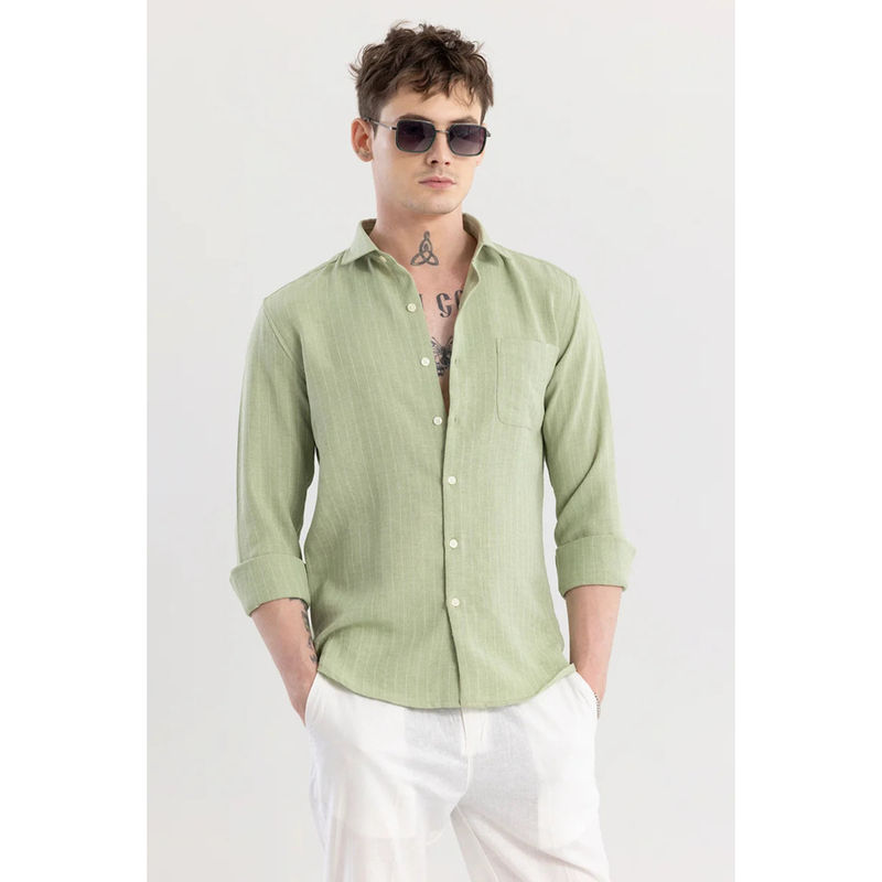 Snitch Linen Line Green Stripes Shirt (2XL)