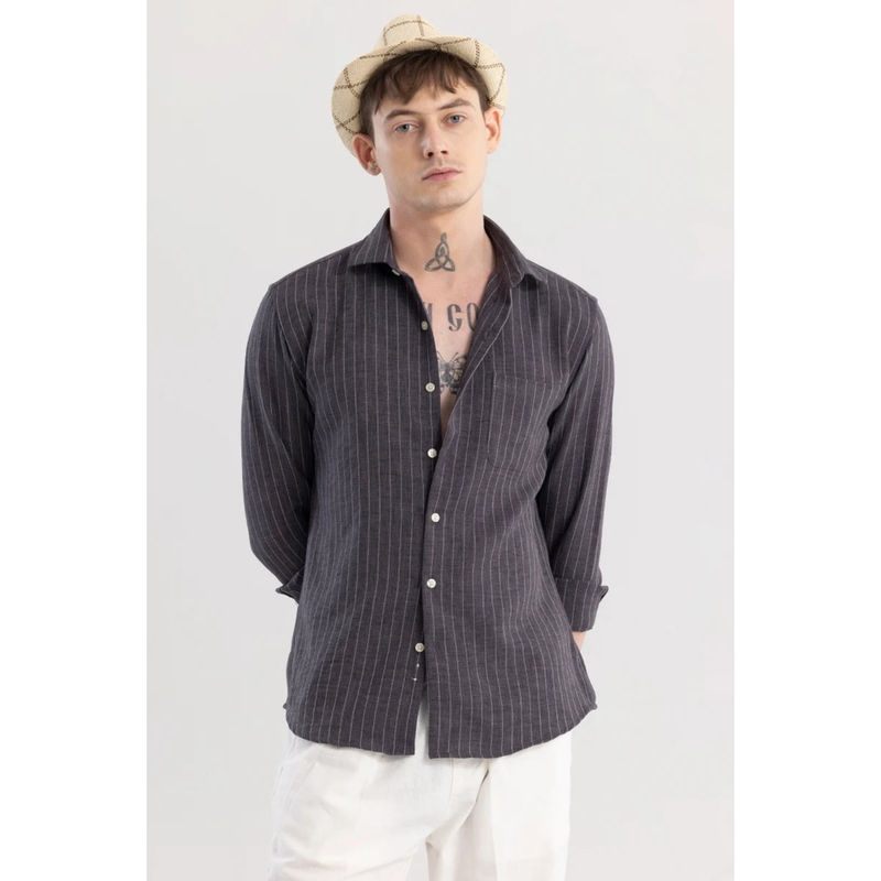 Snitch Linen Line Grey Stripes Shirt (L)