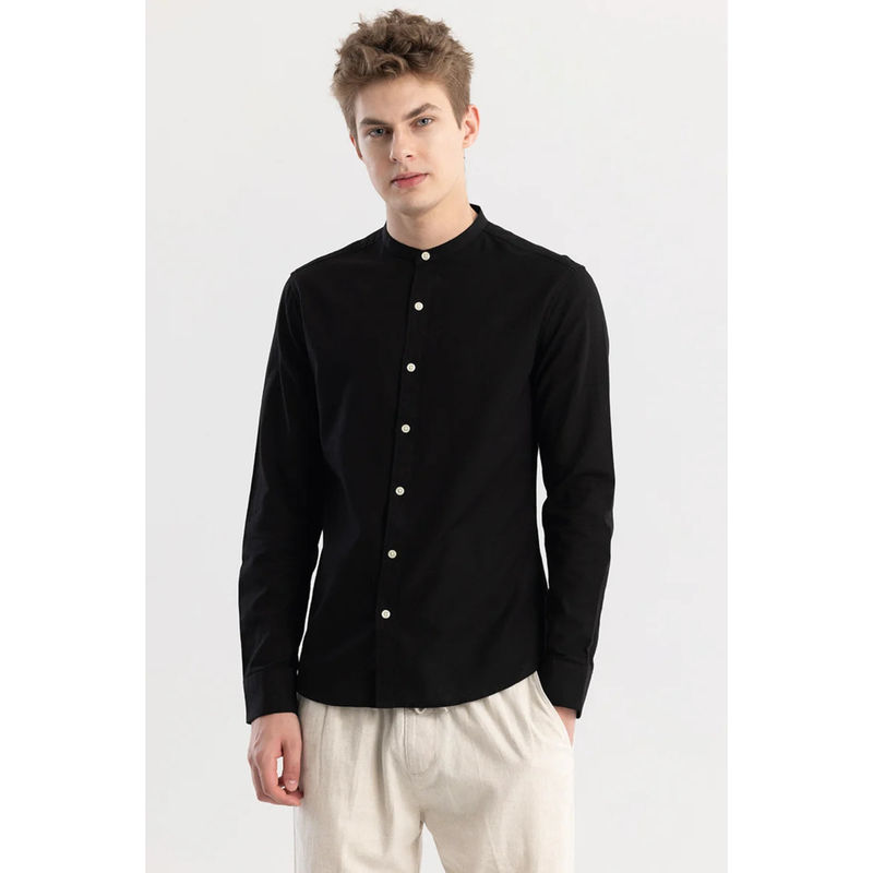 Snitch Linen Elegance Plain Black Shirt (2XL)
