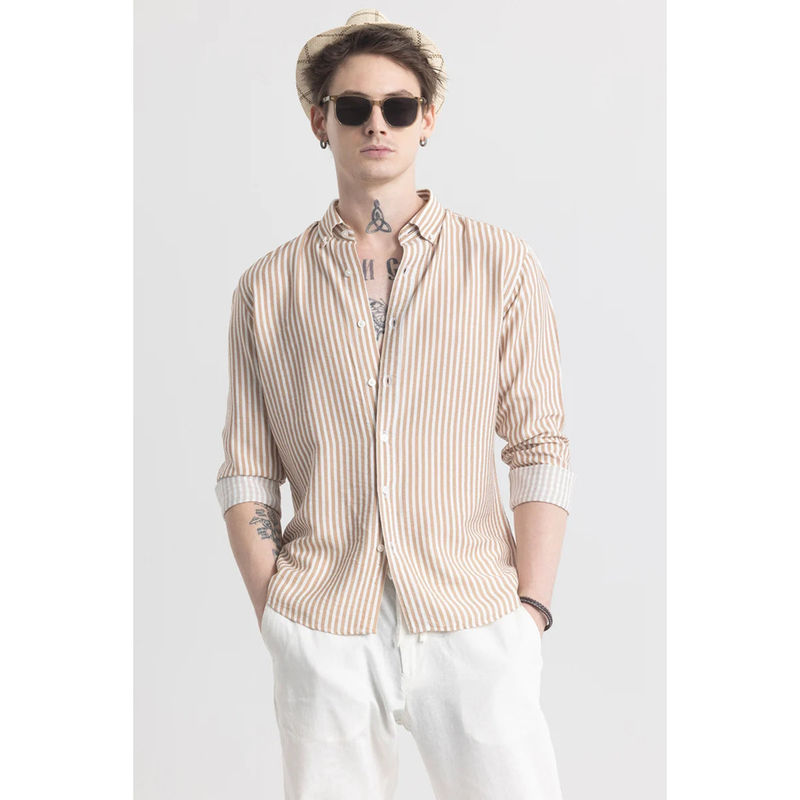 Snitch Stripehaven Beige Stripes Shirt (S)