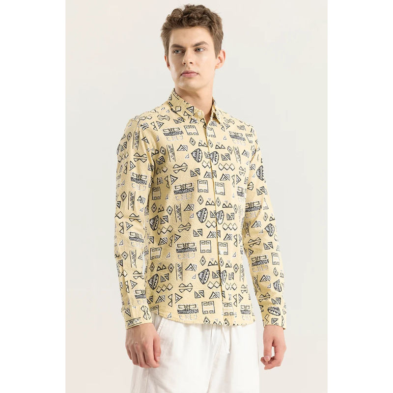 Snitch Arti Yellow Printed Shirt (M)