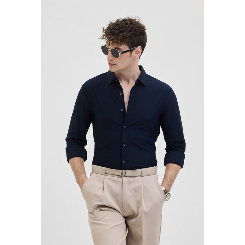 Snitch Navy Blue Stitchless Stretch Shirt (XL)