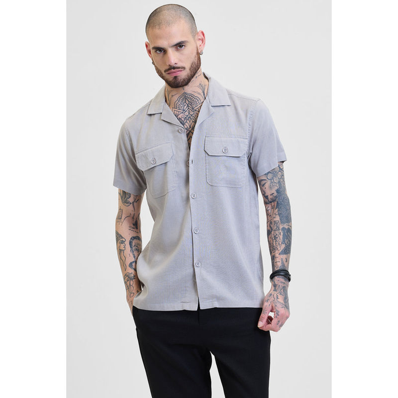 Snitch Light Grey Double Pocket Boxy Fit Shirt (M)