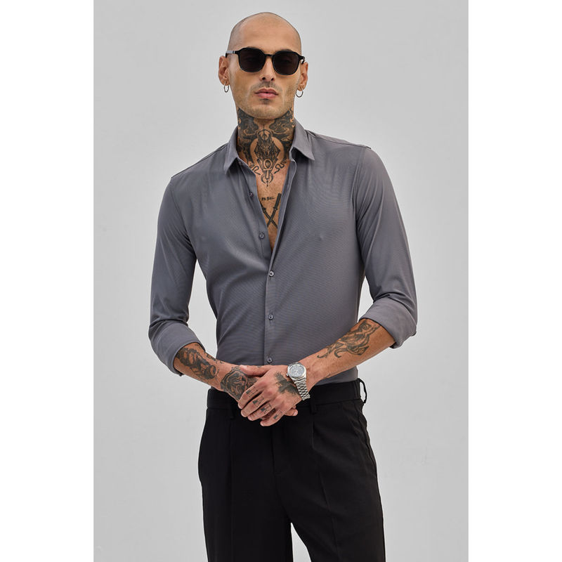 Snitch Grey Stretchable Pique Shirt (S)